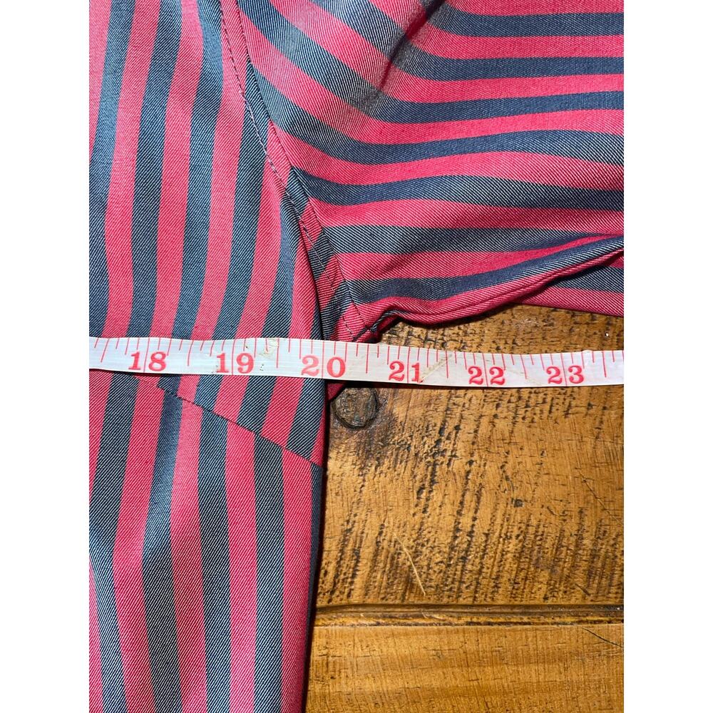 Womens Cabi Red Black Striped Button Down Regatta Shacket w/Patches Size M - Picture 10 of 10